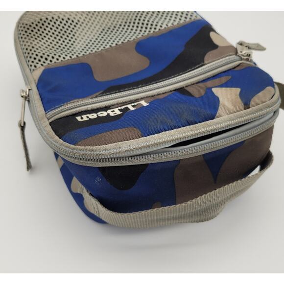 LL Bean Blue Urban Camo Insulated Lunch Bag Cooler Tote Picnic All Around Zipper - Picture 7 of 16